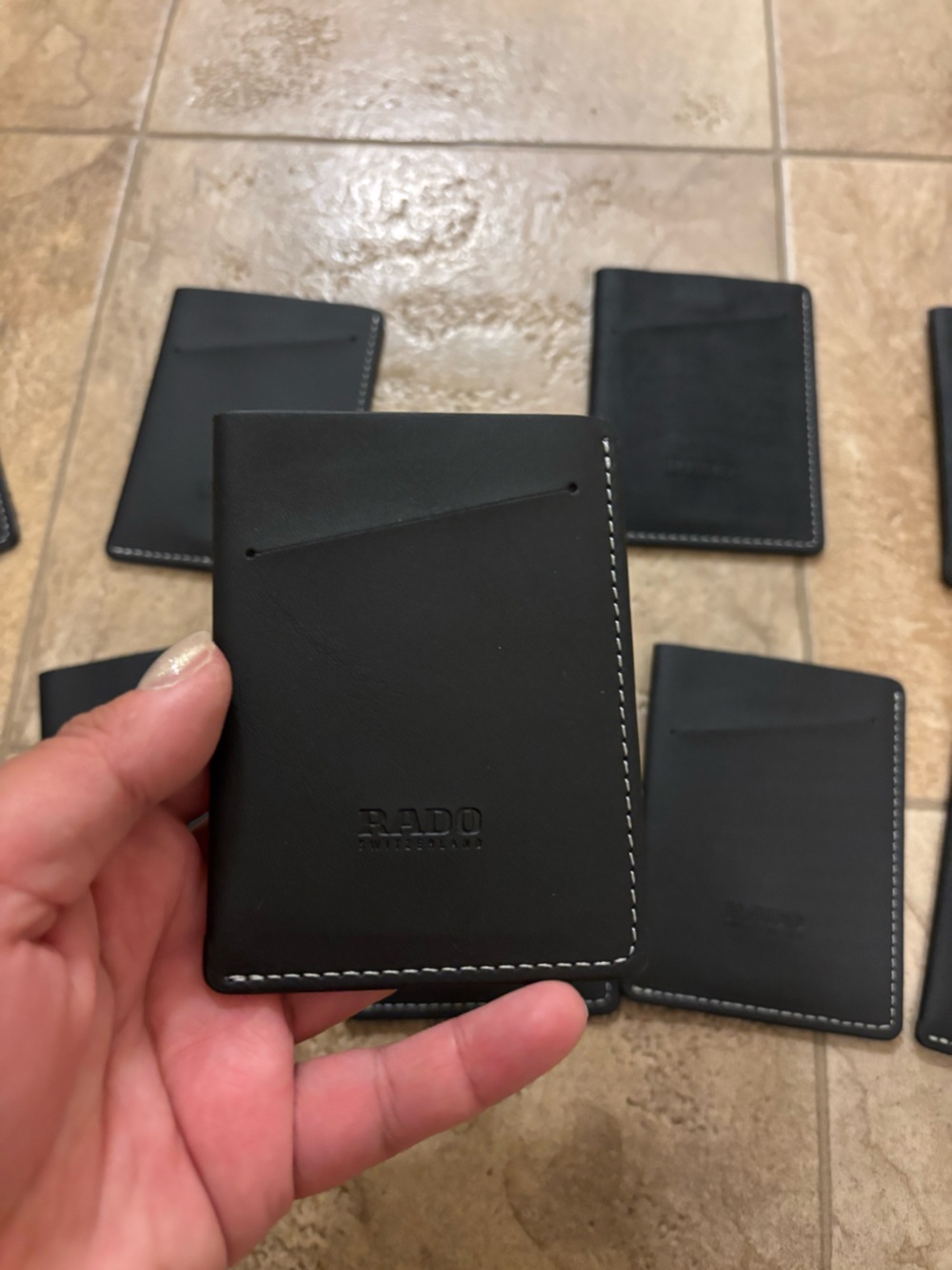 Rado Black Leather Card & Key Holder with Contrast Stitching $8 each